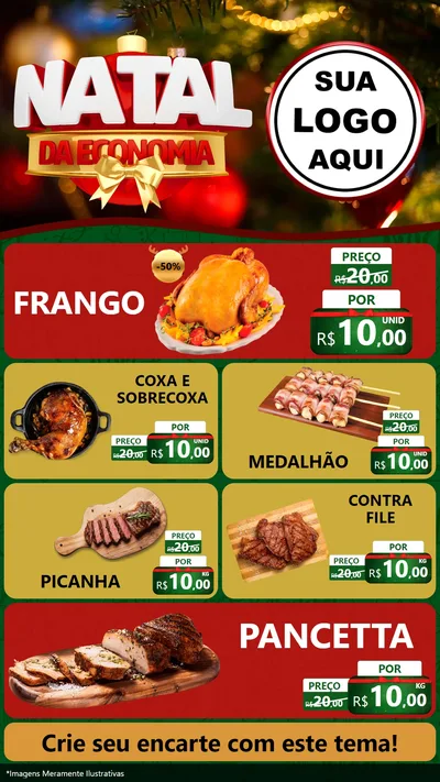 Modelo de TV para TV Vertical com o tema Natal da Economia para Assados
