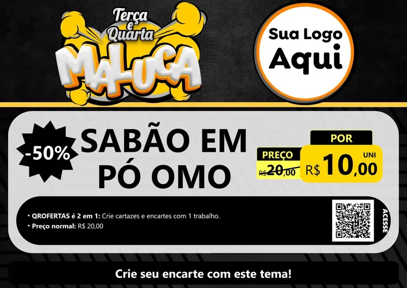 Modelo de Cartaz para Cartaz A4 Horizontal com o tema Terça e Quarta Maluca para Produtos de Limpeza
