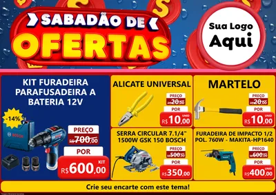 Modelo de Encarte para Encarte A4 Horizontal com o tema Sabadão de Ofertas para Maquinas e Ferramentas