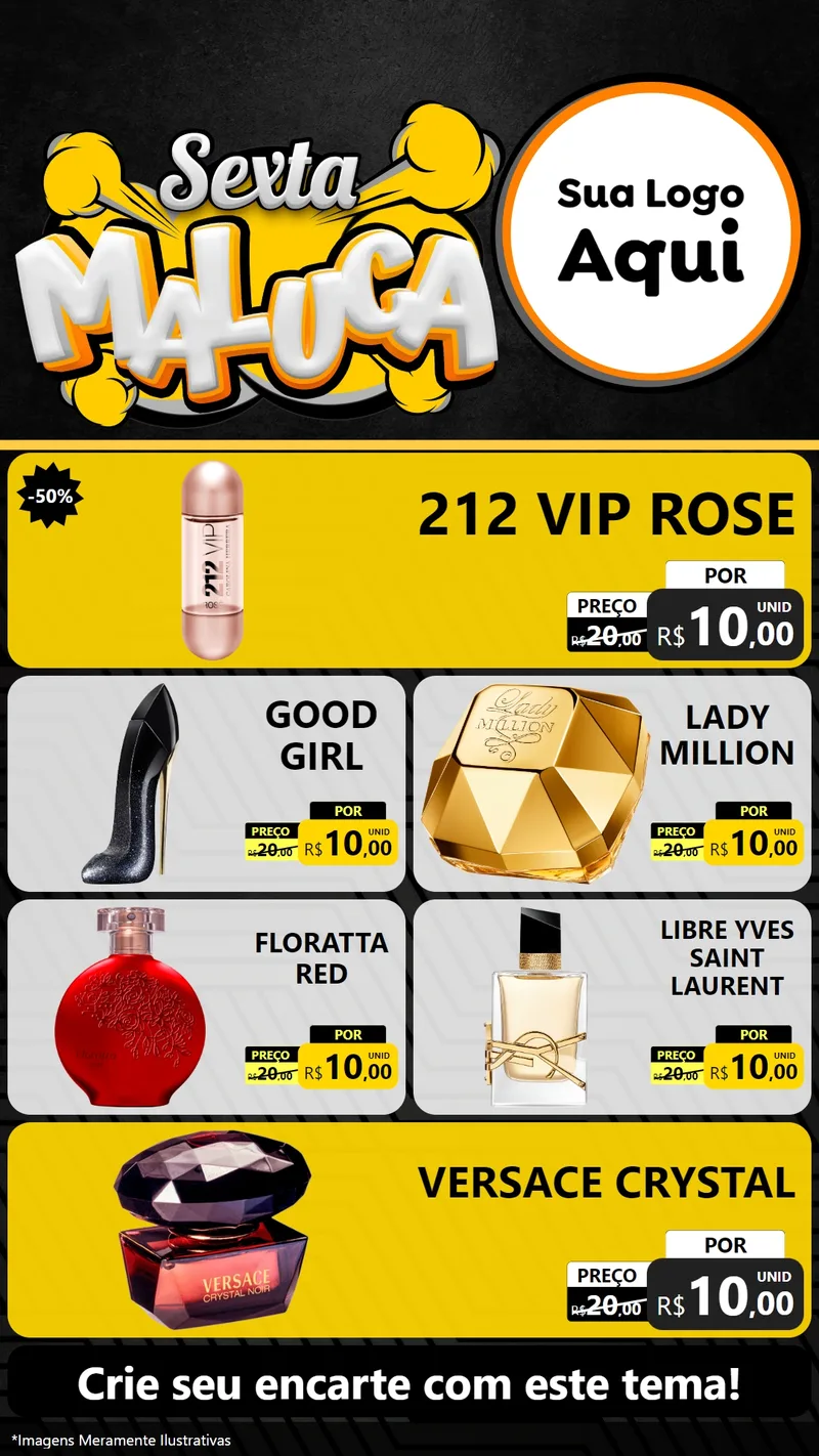 Modelo de TV para TV Vertical com o tema Sexta Maluca para Perfumes