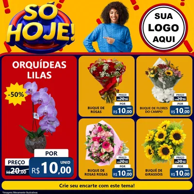 Modelo de Rede Social para Feed Facebook com o tema Só Hoje! para Floricultura e jardim