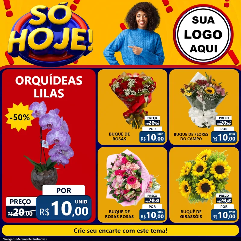 Modelo de Rede Social para Feed Facebook com o tema Só Hoje! para Floricultura e jardim