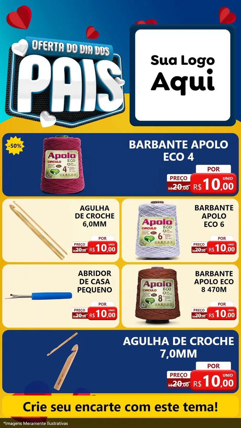 Modelo de TV para TV Vertical com o tema Oferta Do Dia Dos Pais para Armarinho e Aviamentos
