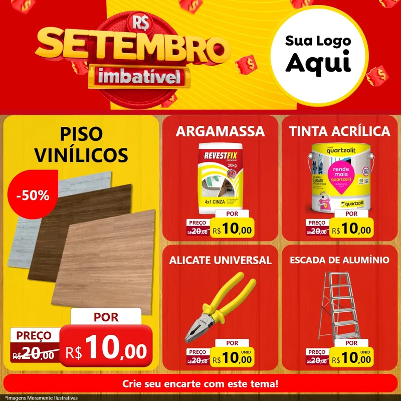 Modelo de Rede Social para Feed Facebook com o tema Setembro Imbatível para Material para Construção