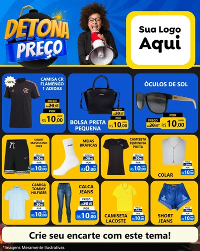 Modelo de Rede Social para Feed Instagram com o tema Detona Preços para Roupas e acessórios