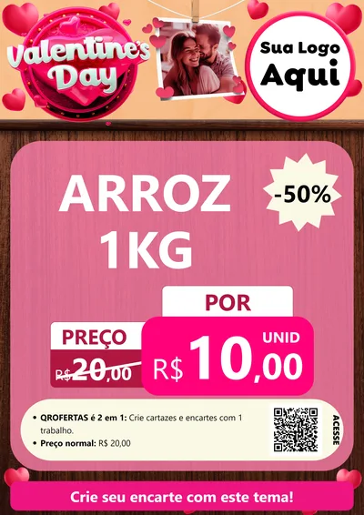 Modelo de Cartaz para Cartaz A4 Vertical com o tema Valentine's Day para Supermercado