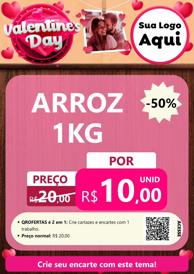 Modelo de Cartaz para Cartaz A4 Vertical com o tema Valentine's Day para Supermercado