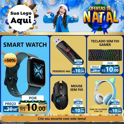 Modelo de Rede Social para Feed Facebook com o tema Ofertas de Natal para Informática