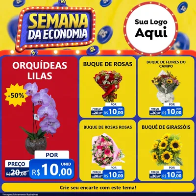 Modelo de Rede Social para Feed Facebook com o tema Semana da Economia para Floricultura e jardim