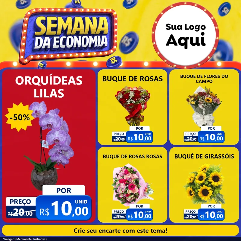 Modelo de Rede Social para Feed Facebook com o tema Semana da Economia para Floricultura e jardim
