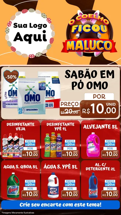 Modelo de Rede Social para Stories com o tema O Coelho Ficou Maluco - Páscoa para Produtos de Limpeza