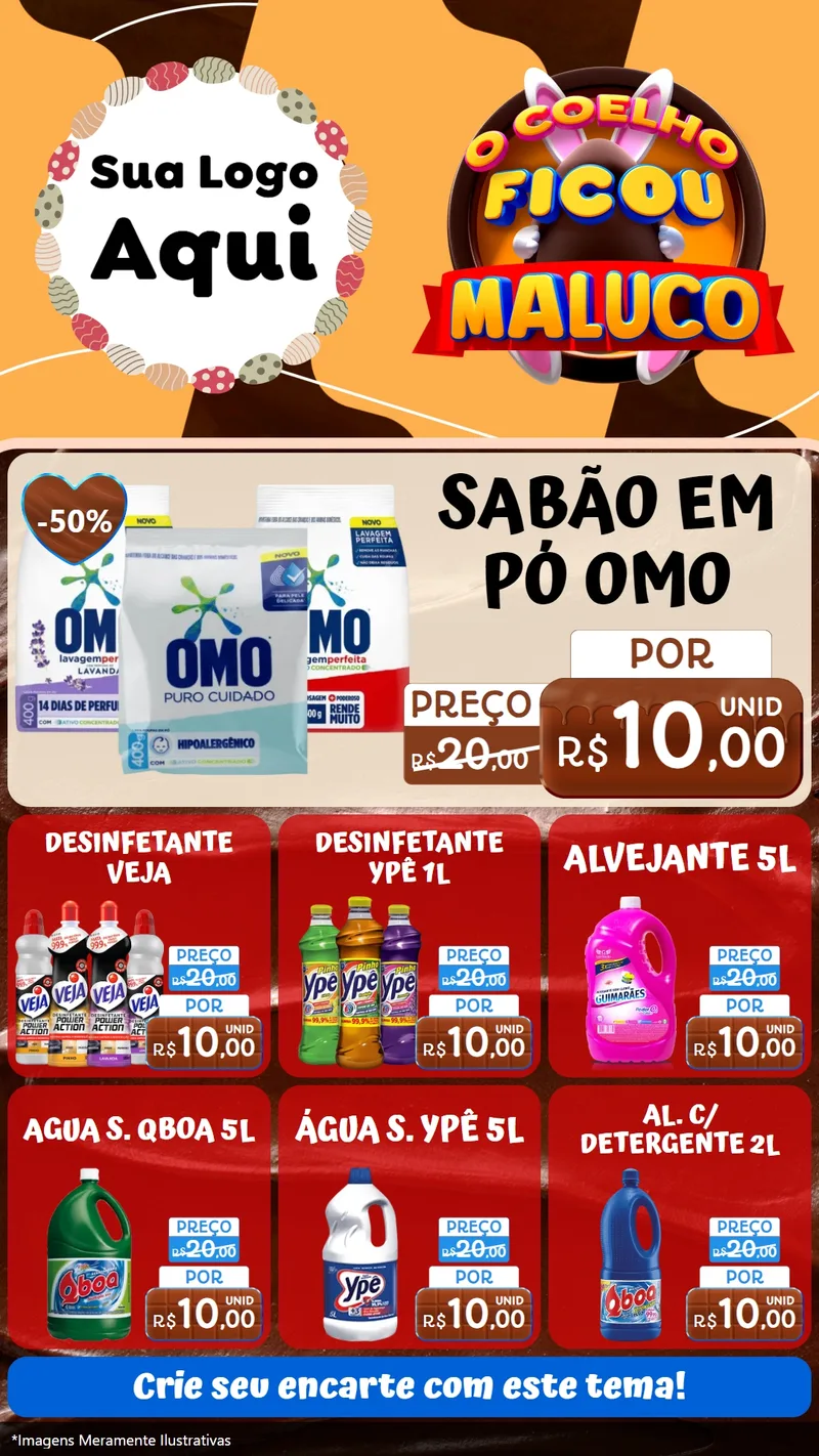 Modelo de Rede Social para Stories com o tema O Coelho Ficou Maluco - Páscoa para Produtos de Limpeza