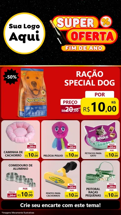 Modelo de Rede Social para Stories com o tema Super Oferta Fim de Ano para Pet Shop