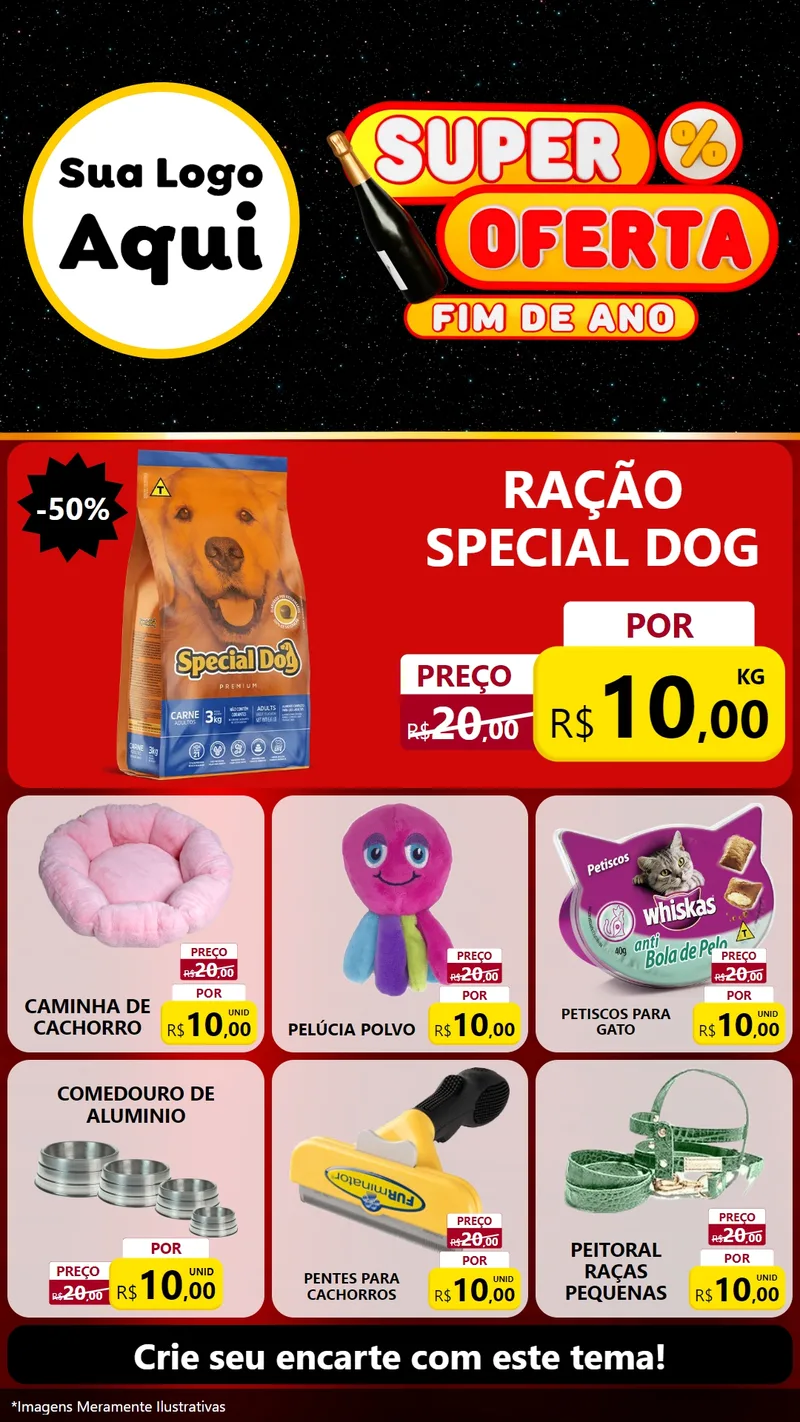 Modelo de Rede Social para Stories com o tema Super Oferta Fim de Ano para Pet Shop