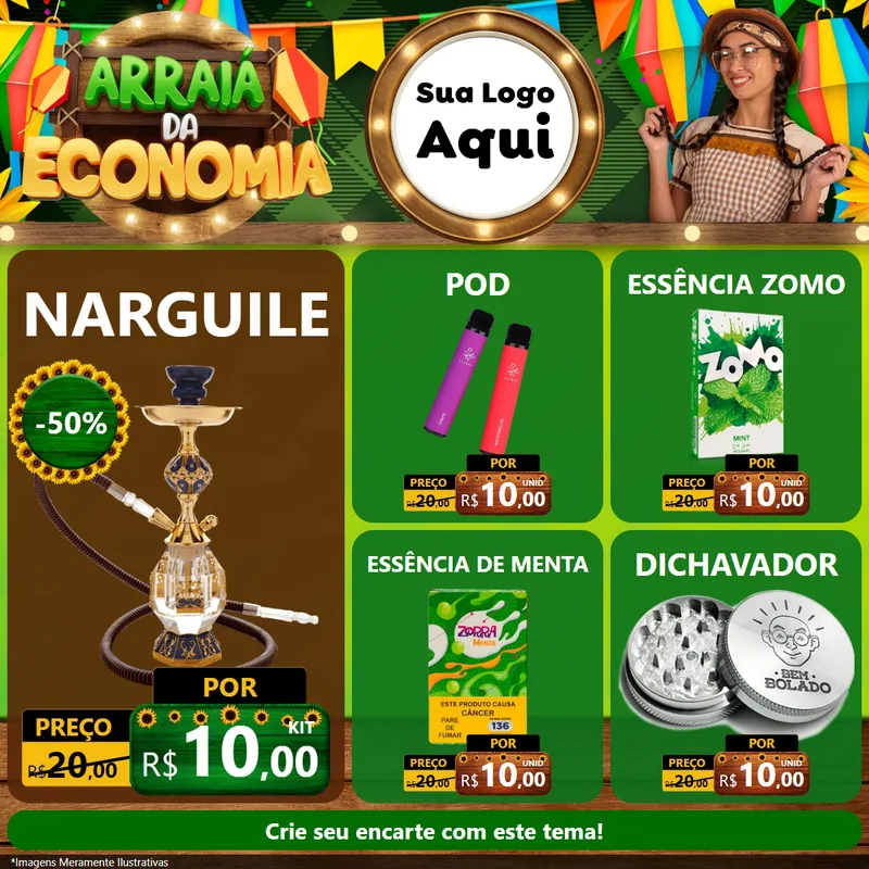 Modelo de Rede Social para Feed Facebook com o tema Arraiá de Economia para Tabacaria