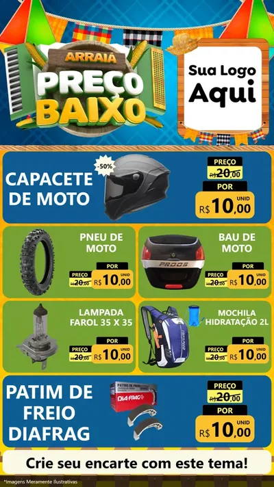 Modelo de TV para TV Vertical com o tema Arraiá de Preço Baixo - Junina para Moto peças
