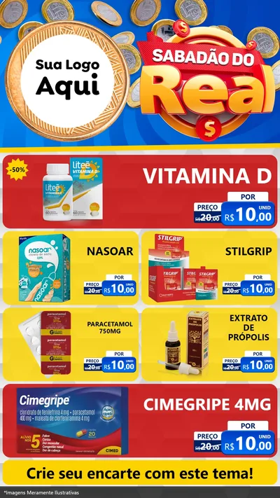 Modelo de TV para TV Vertical com o tema Sabadão do Real para Farmácia