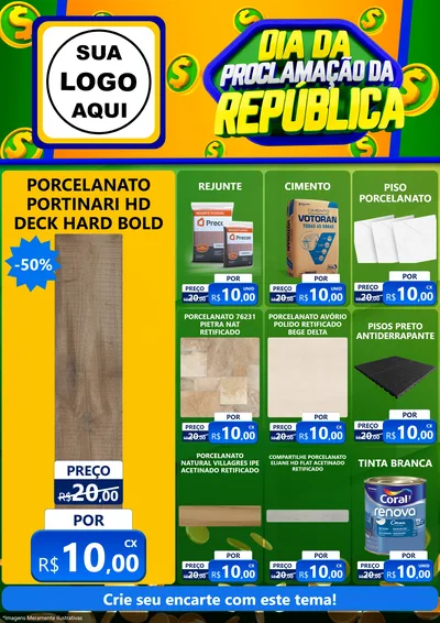 Modelo de Encarte para Encarte A4 Vertical com o tema Dia Da Proclamação da República para Pisos e revestimentos