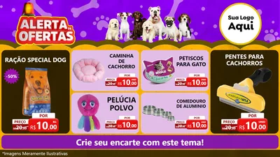 Modelo de TV para TV Horizontal com o tema Alerta de Oferta (pet) para Pet Shop