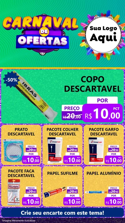 Modelo de Rede Social para Stories com o tema Carnaval de Ofertas para Embalagens