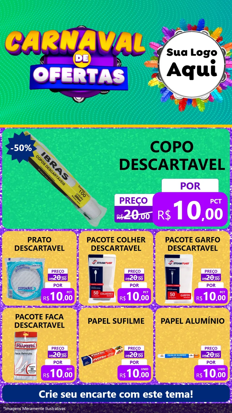 Modelo de Rede Social para Stories com o tema Carnaval de Ofertas para Embalagens