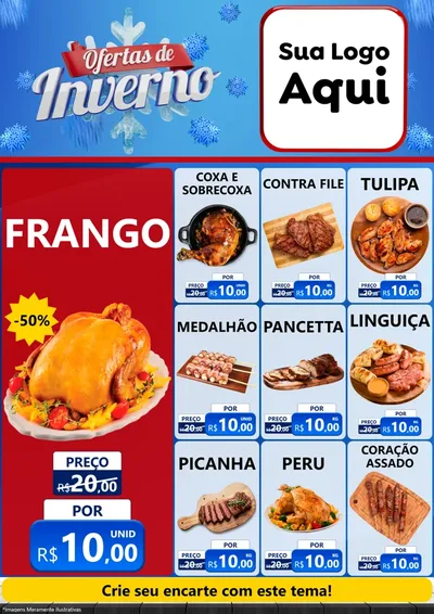 Modelo de Encarte para Encarte A4 Vertical com o tema Ofertas de Inverno para Assados