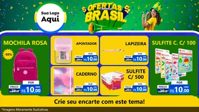 Modelo de TV para TV Horizontal com o tema Ofertas Semana do Brasil para Papelaria