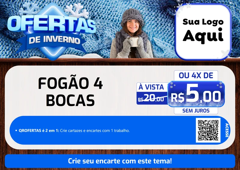Modelo de Cartaz para Cartaz A4 Horizontal com o tema Ofertas de Inverno para Móveis e Eletro