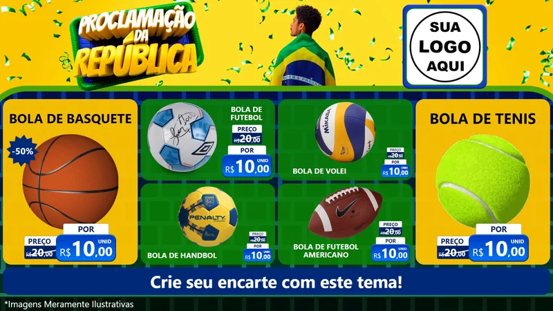 Modelo de TV para TV Horizontal com o tema Proclamação da República para Artigos Esportivos