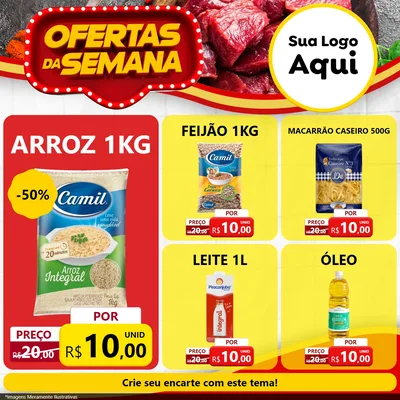 Modelo de Rede Social para Feed Facebook com o tema Ofertas da Semana para Supermercado