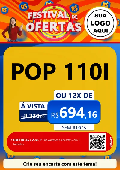Modelo de Cartaz para Cartaz A4 Vertical com o tema Festival de Ofertas para Concessionaria de Motos
