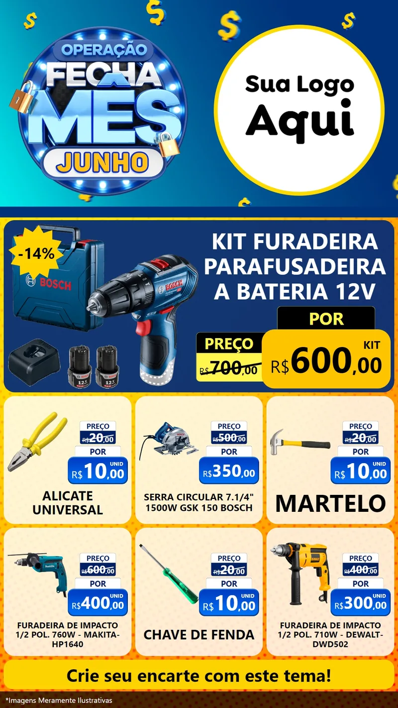 Modelo de Rede Social para Stories com o tema Operação Fecha Mês, Junho para Maquinas e Ferramentas