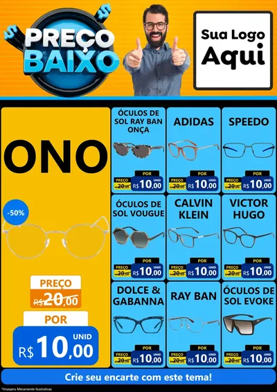 Modelo de Encarte para Encarte A4 Vertical com o tema Preço Baixo para Óticas