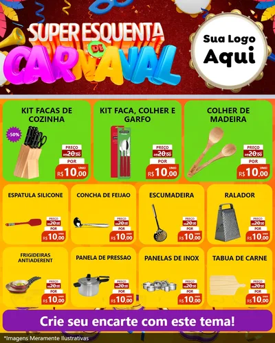 Modelo de Rede Social para Feed Instagram com o tema Super Esquenta de Carnaval para Utilidades Domésticas