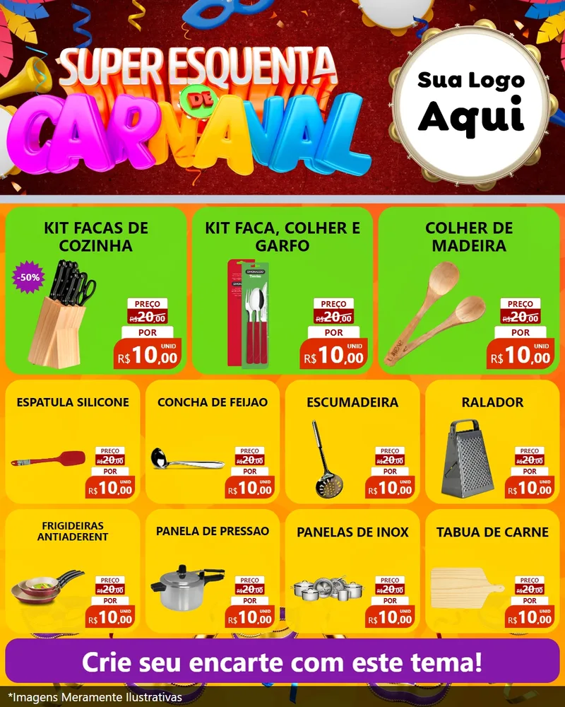 Modelo de Rede Social para Feed Instagram com o tema Super Esquenta de Carnaval para Utilidades Domésticas