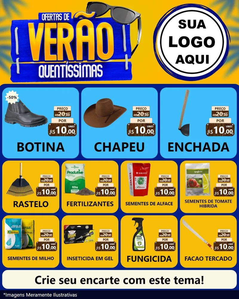 Modelo de Rede Social para Feed Instagram com o tema Ofertas de Verão Quentíssimas para Agropecuária