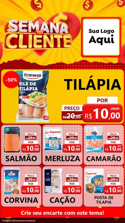 Modelo de Rede Social para Stories com o tema Semana do Cliente para Peixaria