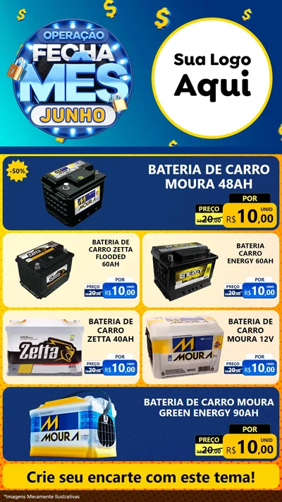 Modelo de TV para TV Vertical com o tema Operação Fecha Mês, Junho para Baterias Elétricas