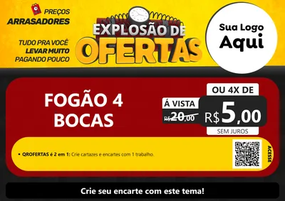 Modelo de Cartaz para Cartaz A4 Horizontal com o tema Explosão de Ofertas para Móveis e Eletro