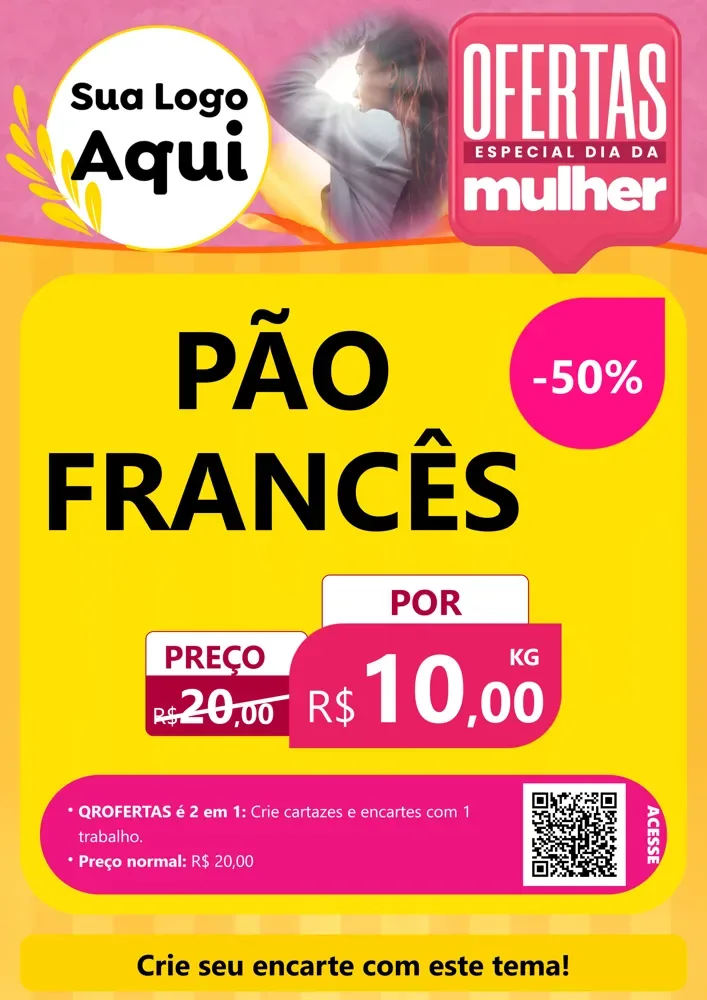 Modelo de Cartaz para Cartaz A4 Vertical com o tema Ofertas - Especial Dia Das Mulheres para Padaria