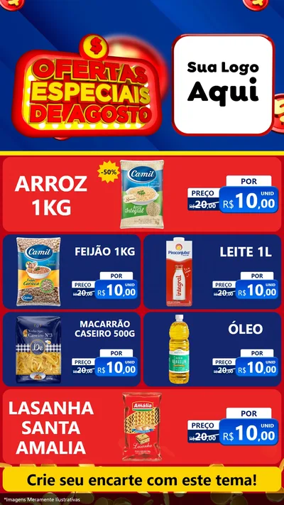 Modelo de TV para TV Vertical com o tema Ofertas Especiais de Agosto para Supermercado