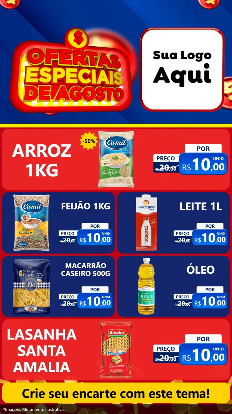 Modelo de TV para TV Vertical com o tema Ofertas Especiais de Agosto para Supermercado
