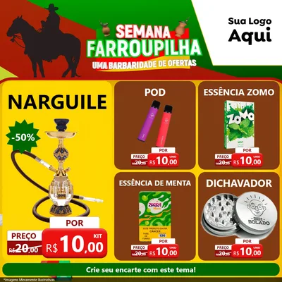 Modelo de Rede Social para Feed Facebook com o tema Semana Farroupilha - Uma Barbaridade de Ofertas para Tabacaria