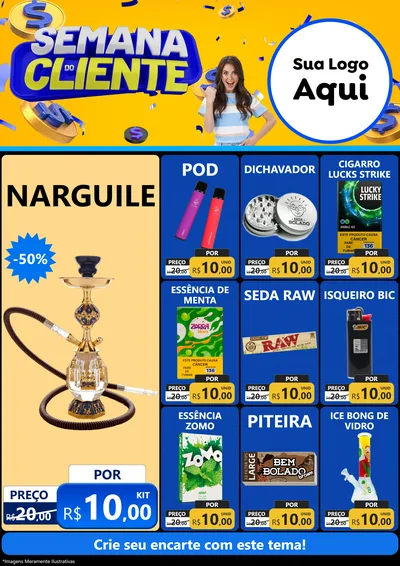Modelo de Encarte para Encarte A4 Vertical com o tema Semana do Cliente para Tabacaria