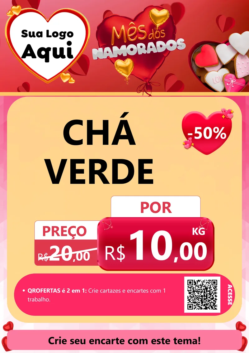 Modelo de Cartaz para Cartaz A4 Vertical com o tema Mês dos Namorados para Produtos Naturais