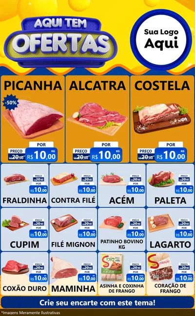 Modelo de Encarte para Encarte Grande com o tema Aqui Tem Ofertas para Açougue