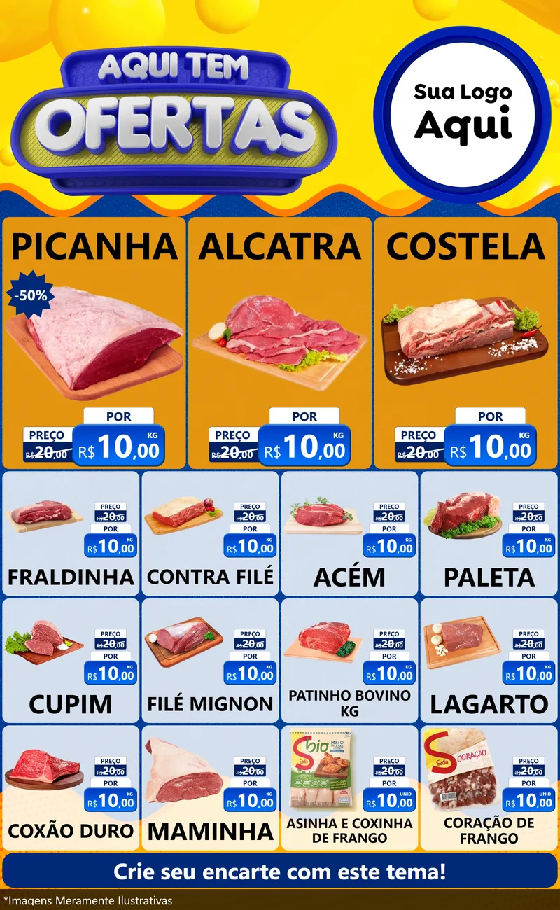 Modelo de Encarte para Encarte Grande com o tema Aqui Tem Ofertas para Açougue