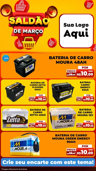 Modelo de TV para TV Vertical com o tema Saldão de Março para Baterias Elétricas