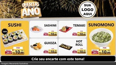 Modelo de TV para TV Horizontal com o tema Ofertas de Fim de Ano para Comida japonesa