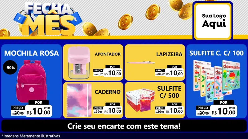 Modelo de TV para TV Horizontal com o tema Fecha Mês para Papelaria